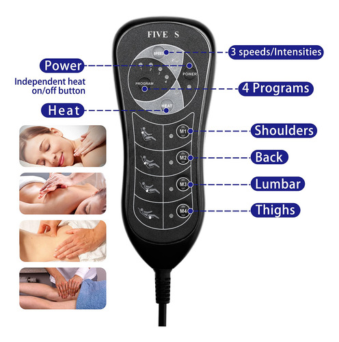Almofada De Assento De Massagem Five S Fs8816 Com Calor E 10