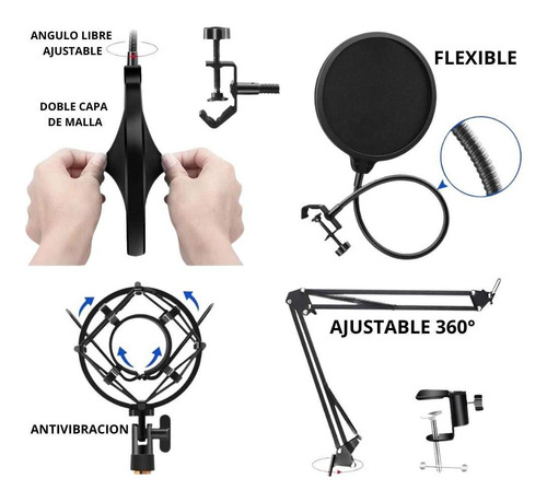 Imagen 4 de 9 de Soporte Mut Para Micrófono Brazo Filtro Antipop Shock Mount
