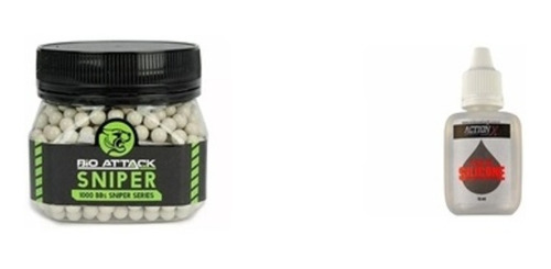 Imagem 1 de 3 de Kit Bbs Bio Attack Sniper 0.36g 1000un. + 1 Óleo Silicone