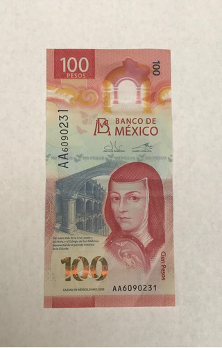 Nuevo Billete De 100 Pesos Mexicanos Serie Aa 