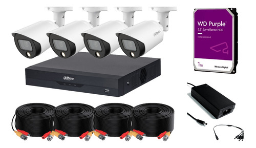 Kit Dvr 4 Ch 5mp, 4 Camaras 5mp Fulll Color, Disco Duro 1tb