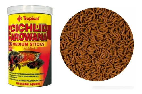 Ração P/peixe Tropical Cichilid E Arowana Medium Stick 360gr