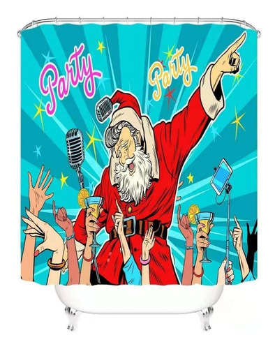 Cortina De Baño Tela Navidad Diseños 180x180cms + 12 Ganchos Color Segun Diseño Santa Elvis Party Party
