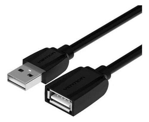 Cabo Extensor Vention Prolongador Extensão USB 2.0 Macho Fêmea para PC Notebook Smart TV Pen Drive 2m Metros Preto