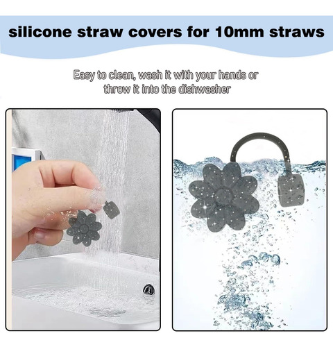 4pcs Cubiertas De Pajita De Silicona, Tapas Reutilizables