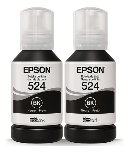 2 Refil Tinta Epson T524 Preto L6580 L15150 L15160