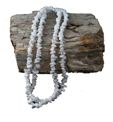 Colar Guia Cascalho Pedra Natural Jade Branca Caboclo