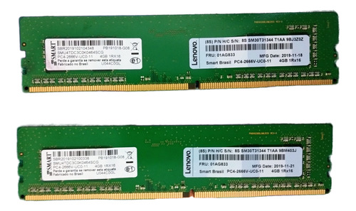 Kit Memória Ddr4 Smart 4gb = 8gb Pc4-2666mhz Desktop (Usado)