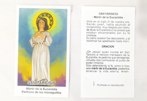 Estampas San Tarsicio Santos Santoral Virgen X 100 Un