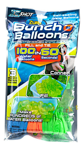 Bunch O Baloons 100 Bombitas De Agua Con Bate Pistola Zuru