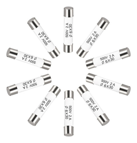 Fusibles De Cerámica De Cartucho 500v 2a 6x30mm 10 Piezas