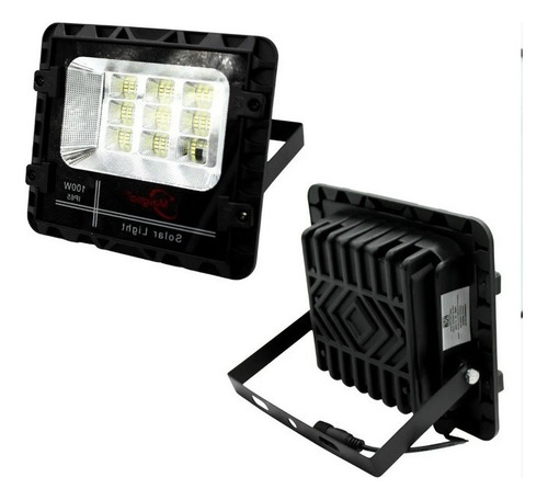 12 Pz Reflector Led Solar 100w Control Remoto Exterior Mgm Carcasa Negra Luz Luz Blanca Fria 6500k Carga Solar