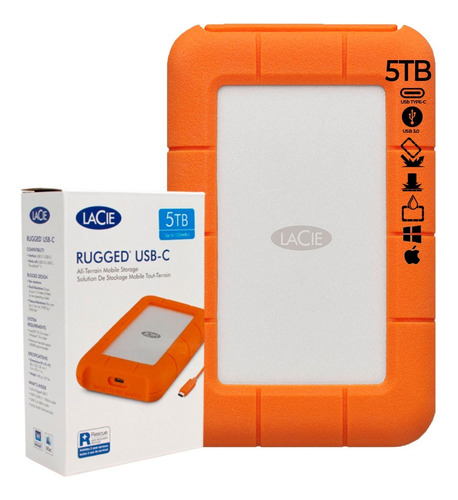 Disco Duro Externo Lacie 5tb Rugged Usb 3.1 Gen 1 Type-c