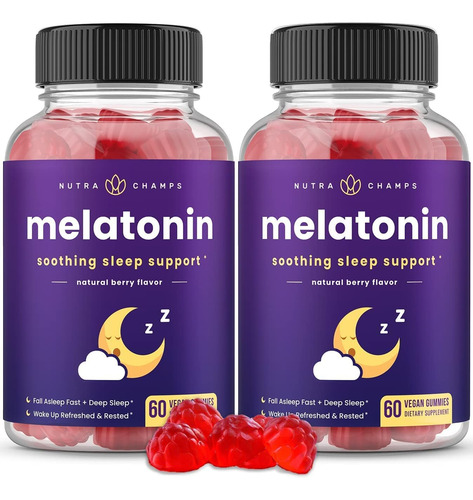 Gomitas De Melatonina Nutrachamps Para Dormir, Paquete De 2,