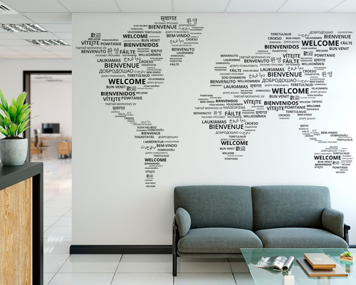 Vinil Decorativo 7011 Mapas Idiomas Mundial Grande