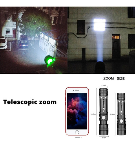 Linterna Led Ultrabrillante Recargable Con Xp-l V6 4 Modos