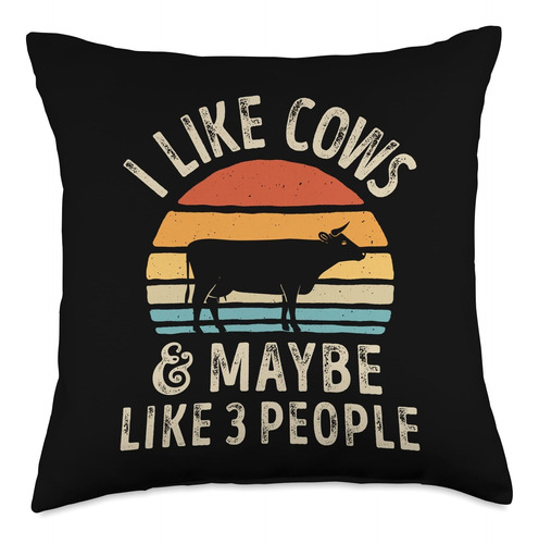 Tal Vez Como 3 Personas Cow Farm Farmer Retro Throw Pil...