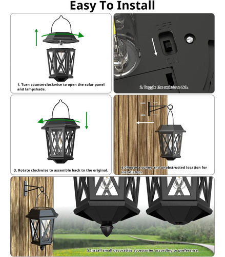 Luces De Linterna De Pared Solar Teklaps 2 Paquete, Decoraci