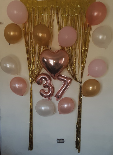 12globos + 1cortinas+ 1globo De Corazón Metalizado+2 Números