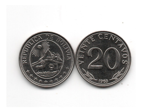 Bolivia Moneda 20 Centavos Año 1965 Km#189