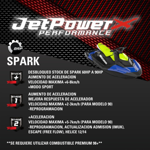 Reprogramación Seadoo Spark 60hp A 90hp / Stage 1 / Stage 2