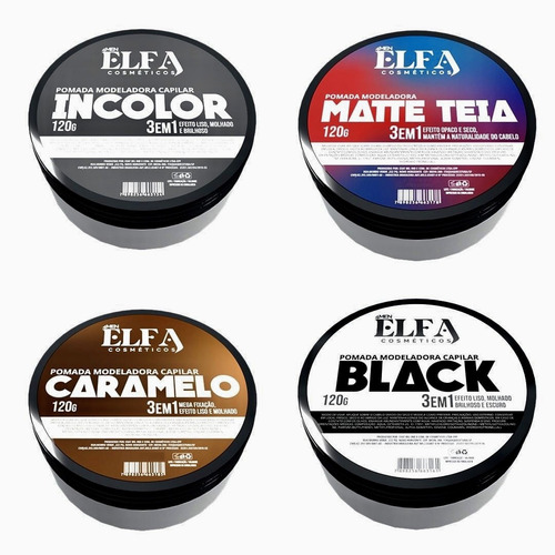 Imagem 4 de 5 de Pomada Modeladora Extra Forte Black 120g - Elfa Pigmentadora