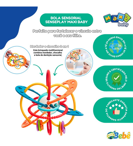 Bola Sensorial Bebê Mordedor Massageador Senseplay Maxi Baby