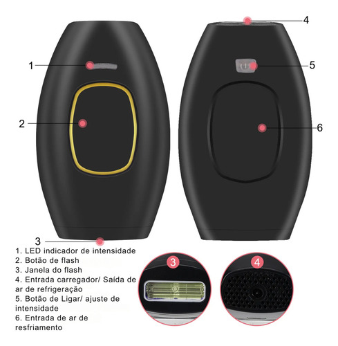 Depilador Definitiva Laser Luz Pulsada Remover Pelos Em Casa Cor Preto