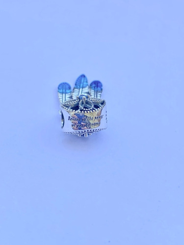Imagen 3 de 4 de Charm Atrapasueños Plumas Azules- Plata De Ley S925