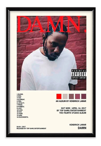 Kendrick Lamar Álbum Music Tracklist Cuadro Con Marco Madera