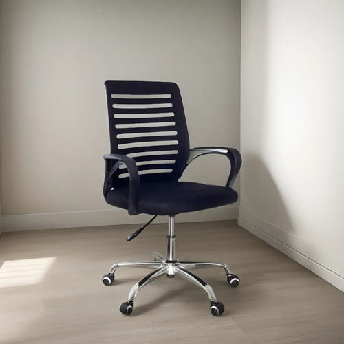 Cadeira Escritório MMI Cadeira 2002 Giratória Ergonômica Preta Mesh
