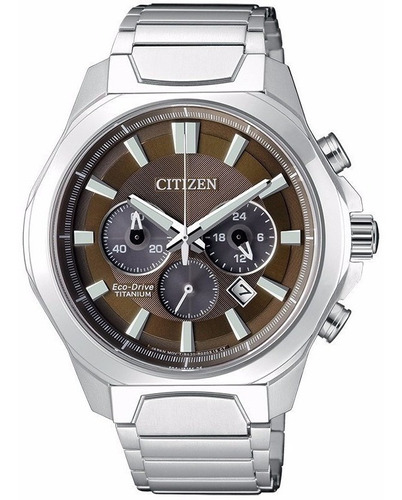 Reloj Citizen Eco Drive Titanium Ca432051w Color de la malla Plateado Color del bisel Plateado Color del fondo Marrón/Gris
