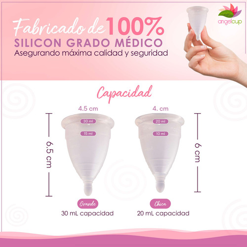 Copa Menstrual Angelcup De Silicona Certificada Color Cristal Talla Chica Con Vaso Esterilizador Azul Y Jabón En Gel 40ml Cristal Chica + Vaso Azul + Gel Bolsillo Grande