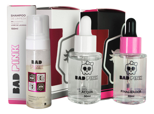 Kit De Retenção Espuma + Acqua Primer + Finalizador Bad Pink