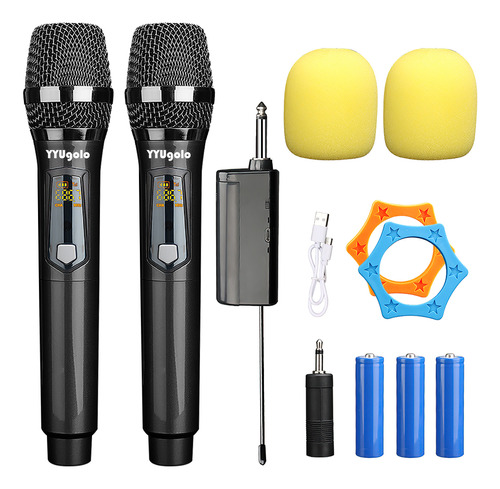 Universal Micrófono Inalámbrico Profesional YYUgolo MIC-402 Kit 2pcs Color Negro