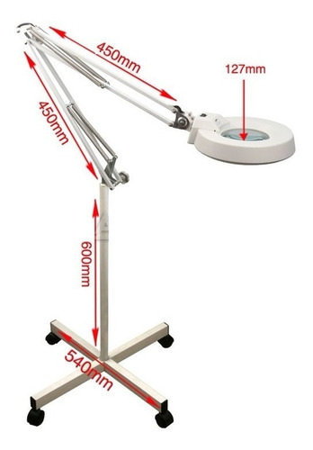 Lámpara Con Lupa 3 Dioptrias 22w Pedestal Y Base Con Ruedas