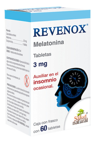  Melatonina 3 Mg Revenox 60 Tabletas Auxiliar Insomnio