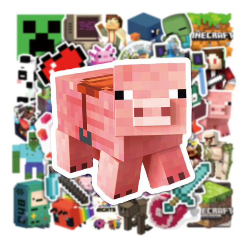 Stickers Inspirados En Minecraft 50 Calcomanias Contra Agua