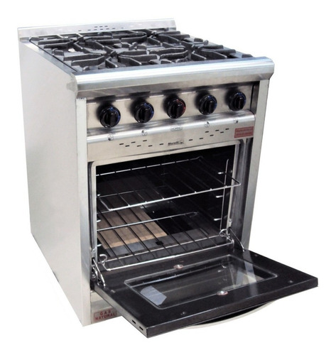 Imagen 2 de 2 de Cocina industrial Morelli Country 550 multigas 4 hornallas acero inoxidable 220V puerta con visor