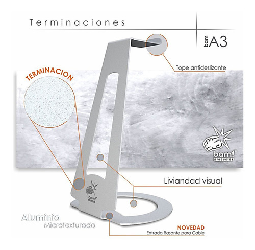 Soporte Para Auriculares Metálico Bam A3 -alto- Premium!!!