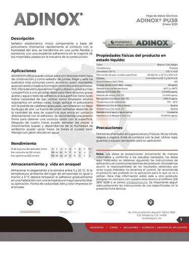 Imagen 2 de 2 de Adinox® Pu-40, Adhesivo Sellador De Poliuretano Gris