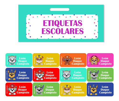 40 Etiquetas Escolares Personalizadas Paw Patrol Todos