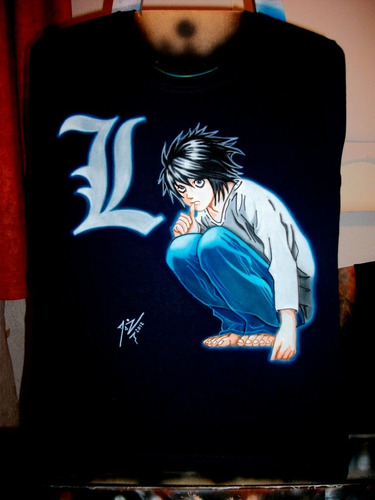 Diseño L Death Note En Aerografia Sobre Playera, Manga