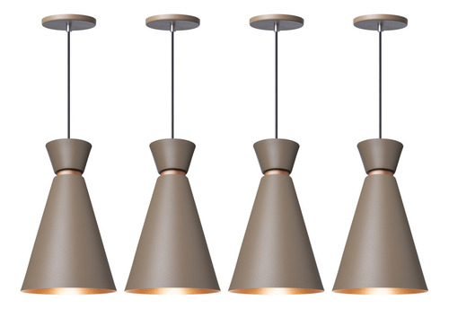 Kit 4 Pendente Lustre Luminária Pequim Fendi 30cm Cor Marrom