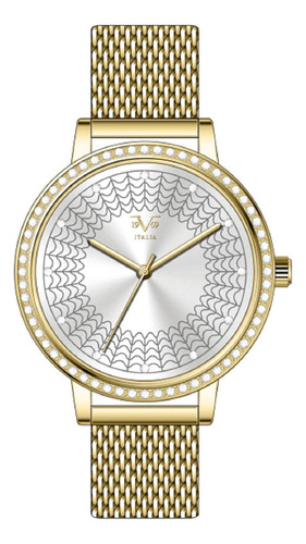 Reloj De Mujer V1969 Italia 1121-13 Dorado Tablero Plateado