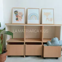 Comprar Juguetero Montessori 3 Espacios Y 3 Baúles Melamina Armado!