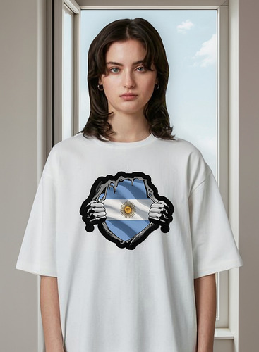 Remera Argentina Logo Manos Personalizada Algodón Unisex