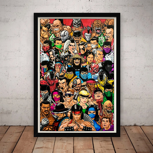 Cuadro Mortal Kombat 90s 51x36 Marco Madera Vidrio Poster