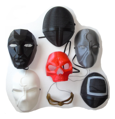 Lote 7 Máscaras Surtidas Varios Personajes Halloween Cosplay