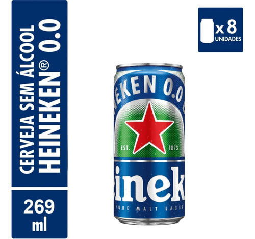 Heineken 269ml Zero Engradado 8 Latas - Pure Malte Lager